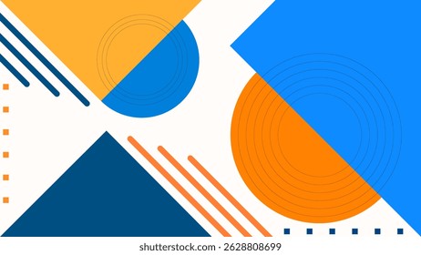 FUNDO ELEGANTE PLANO COLORIDO COM ARTE GEOMÉTRICA BAUHAUS FORMAS DESIGN VETOR MODELO 