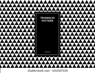 Abstract background elegant geometric seamless pattern made in black and white triangles with rectangle vertical frame copy space. Vector illustration