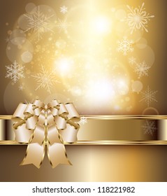 Abstract background with elegant gold banner and a bow, vector.