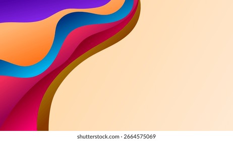 ABSTRACT  BACKGROUND ELEGANT GRADIENT BLUE ORANGE PURPLE PINK SMOOTH COLOR DESIGN VECTOR TEMPLATE GOOD FOR MODERN WEBSITE, WALLPAPER, COVER DESIGN 