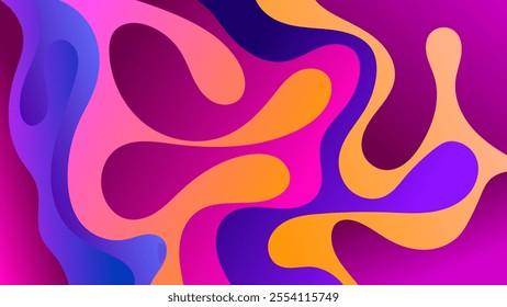 ABSTRACT BACKGROUND ELEGANT GRADIENT SMOOTH LIQUID COLORFUL DESIGN WITH HAND DRAWN SHAPES VECTOR TEMPLATE GOOD FOR MODERN WEBSITE, WALLPAPER, COVER DESIGN 