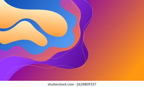 PLANO DE FUNDO ELEGANTE GRADIENTE SUAVE AZUL LARANJA ROXO COR COM MÃO DESENHADO FORMAS ORGÂNICAS DESIGN VETOR MODELO BOM PARA SITE MODERNO, PAPEL DE PAREDE, DESIGN DE CAPA 