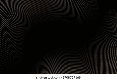 Fundo abstrato com elegante e luxuoso padrão de linha de ouro ondulado. Padrão de linha dourada ondulada elegante dourado sobre fundo preto. Linhas de onda de mistura de ouro de luxo abstrato.