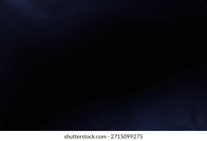 Fondo Abstractas con elegante y lujoso patrón de línea azul ondulado. Patrón de línea de oro ondulado elegante azul sobre fondo negro. Abstractas líneas de onda de mezcla azul de lujo. Fondo de Tecnología 