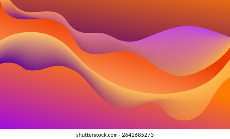 ABSTRAKTER HINTERGRUND ELEGANT ORANGE PURPLE ROSA FARBVERLAUF MASCHINE GLATT FLÜSSIG BUNT MIT HANDGEZEICHNETEN FORMEN DESIGN VEKTORVORLAGE GUT FÜR MODERNE WEBSITE, TAPETE, DECKELDESIGN 