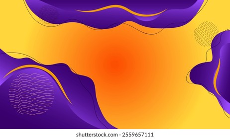 ABSTRACT BACKGROUND ELEGANT PURPLE ORANGE GRADIENT SMOOTH LIQUID COLORFUL DESIGN WITH HAND DRAWN SHAPES VECTOR TEMPLATE GOOD FOR MODERN WEBSITE, WALLPAPER, COVER DESIGN 