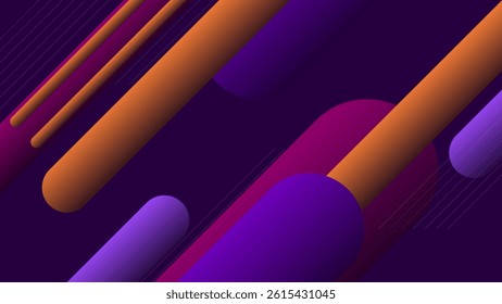 ABSTRACT BACKGROUND ELEGANT PURPLE ORANGE GRADIENT SMOOTH LIQUID COLORFUL DESIGN WITH DIAGONAL GEOMETRIC SHAPES VECTOR TEMPLATE GOOD FOR MODERN WEBSITE, WALLPAPER, COVER DESIGN 