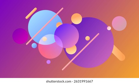 ABSTRACT BACKGROUND ELEGANT PURPLE ORANGE GRADIENT SMOOTH LIQUID COLORFUL DESIGN WITH CIRCLE LINES GEOMETRIC SHAPES VECTOR TEMPLATE GOOD FOR MODERN WEBSITE, WALLPAPER, COVER DESIGN 
