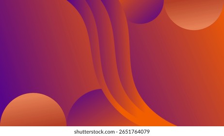 ABSTRACT BACKGROUND ELEGANT PURPLE ORANGE GRADIENT SMOOTH LIQUID COLORFUL WITH HAND DRAWN SHAPES DESIGN VECTOR TEMPLATE GOOD FOR MODERN WEBSITE, WALLPAPER, COVER DESIGN 