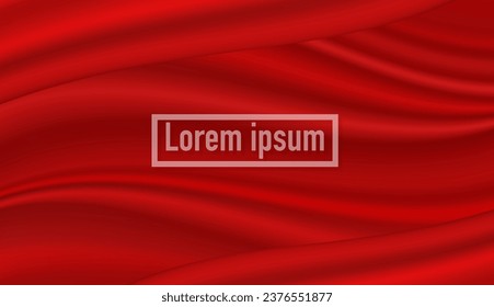 Abstract background, elegant red fabric or liquid waves or folds of satin silk background. Red silk cloth.