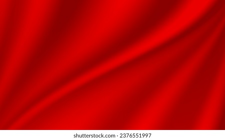 Abstract background, elegant red fabric or liquid waves or folds of satin silk background. Red silk cloth.