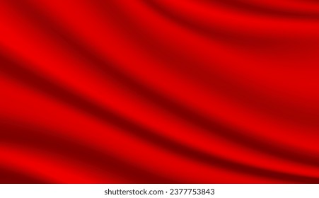 Abstract background, elegant red fabric or liquid waves or folds of satin silk background. Red silk cloth.