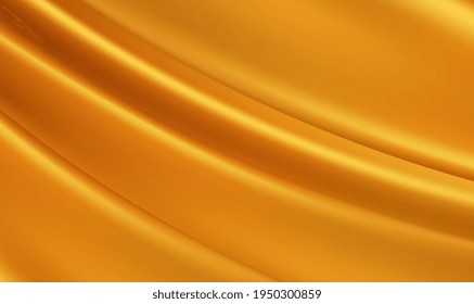 Resumen De Fondo Elegante Tela De Seda Satin De Tela De Lujo Plegos Ondulados. Satín dorado, seda, olas. Lujoso fondo o elegante tapiz para una gran ceremonia de inauguración u otra ocasión. EPS10 vectores