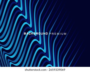 Abstract background with elegant waves of gradient blue stripes, creating the illusion of depth and movement.