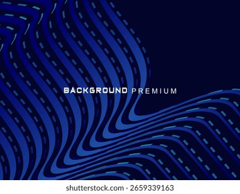 Abstract background with elegant waves of gradient blue stripes, creating the illusion of depth and movement.