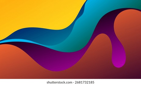ABSTRACT BACKGROUND ELEGANT YELLOW PURPLE BLUE ORANGE GRADIENT SMOOTH LIQUID COLORFUL DESIGN WITH HANDDRAWN SHAPES VECTOR TEMPLATE GOOD FOR MODERN WEBSITE, WALLPAPER, COVER DESIGN 