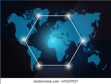 Abstract background element.  Blue and black colors.The world of modern communication technology.