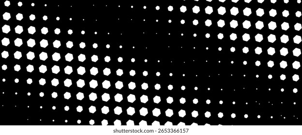 Abstract background element, halftone white dots on a black background.
