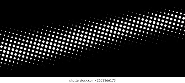 Abstract background element, halftone white dots on a black background.
