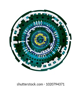 Abstract background element. Three-dimensional composition of curves and grids. Information technology concept. Wide format.