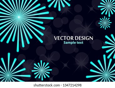 Abstract background with elements of bright festive salute on a dark background. Background, cover, layout, magazine, brochure, poster, website. Vector illustration