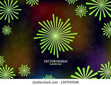 Abstract background with elements of bright festive salute on a dark background. Background, cover, layout, magazine, brochure, poster, website. Vector illustration