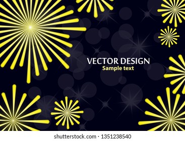 Abstract background with elements of bright festive salute on a dark background. Background, cover, layout, magazine, brochure, poster, website. Vector illustration