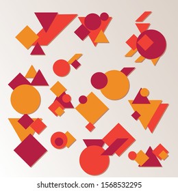 Abstract background elements, geometry objects for graphic design, colorful dynamic shapes template