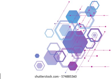 abstract background of elements of the hexagons, science, and medicine. Vector graphics