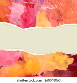 Abstract background with elements of torn paper. Template banner or postcard.