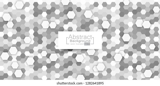 Abstract background. Embossed Hexagon, honeycomb Gray Background, light and shadow. Vector illustration.