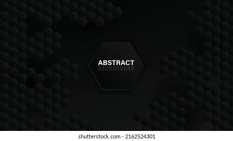 Abstract Background. Embossed Hexagon ,honeycomb black Background, Vector Dark color embossed design. For wallpaper. Embossed hexagon black background.