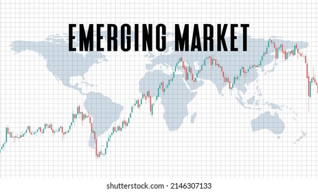 abstract background of emerging market stock market on white background