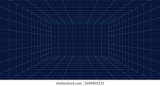 Abstract background empty futuristic wireframe empty  box. Network space technology. For banner technology, science, sci-fi.