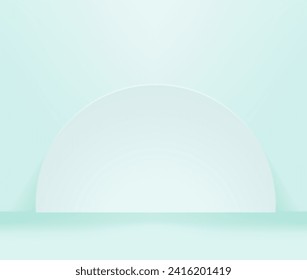 Abstract background of empty light blue room with podium. Vector illustration.