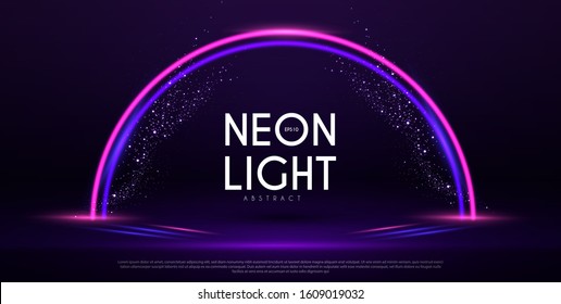 Abstract background. Empty scene with shining neon wires.