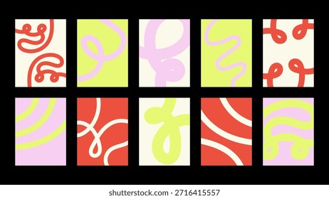 Fundo abstrato com linhas energéticas e curvas de fluido. Design colorido contemporâneo para cartazes e layouts editoriais