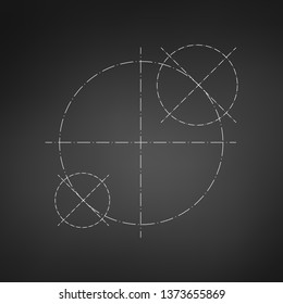 Abstract background of engineering drawing circles. Technological wallpaper made with circles and lines. Geometric design. Vector illustration