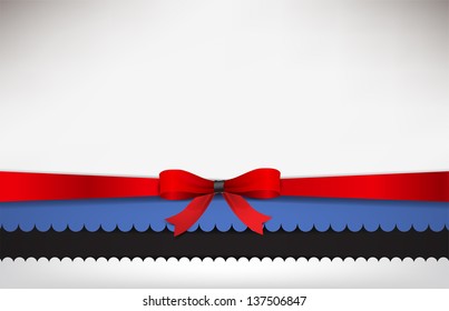 Abstract background with the Estonia Flag and a red bow. (Vector EPS10)