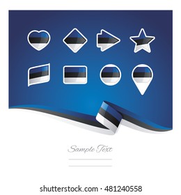 Abstract background Estonia flag ribbon icon set vector