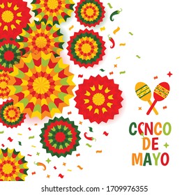 Abstract background with ethnic ornament. Element with mexican pattern. Template for greeting card, invitation or poster. Vector file celebrate illustration.