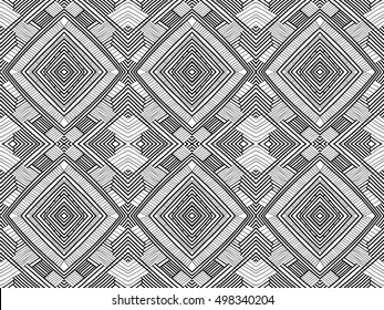 Abstract background. Ethnic pattern. Black and white simple texture. Aztec pattern. Geometric ethnic wallpaper. Vector aztec background with pattern swatch for web design, fabric or printed products.