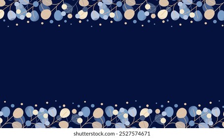 Abstract background with eucalyptus, invitation card or postcard, vertical, horizontal, vector
