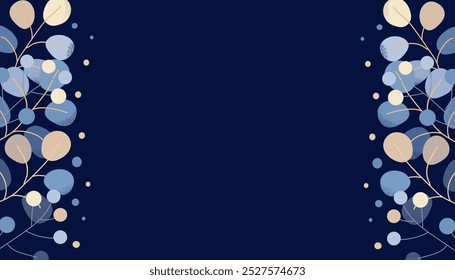 Abstract background with eucalyptus, invitation card or postcard, vertical, horizontal, vector