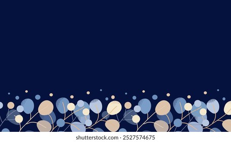 Abstract background with eucalyptus, invitation card or postcard, vertical, horizontal, vector