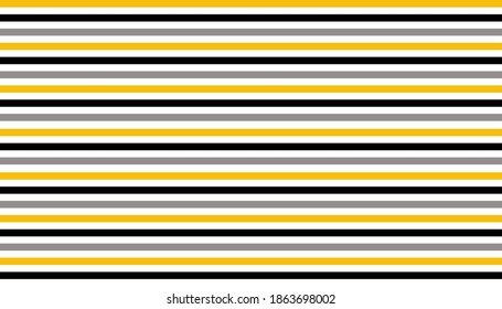 Abstract background of even straight horizontal black, white, yellow and gray lines. Vector illustration.