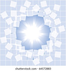 Abstract background explosion of squares