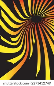 abstract background explosion of yellow and orange sun rays. Black background Vector illustration
