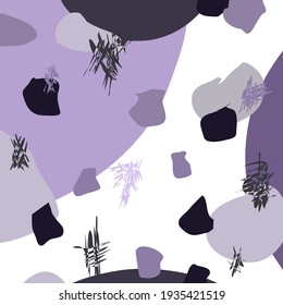 Abstract background to express mood of different seasons and soul states. Purple and grey colors for autumn time, for calmness and selfexpression. Beautiful pattern for visit cards, logo