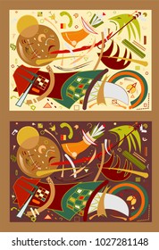 Abstract background, expressionism art style , set 2 color variants